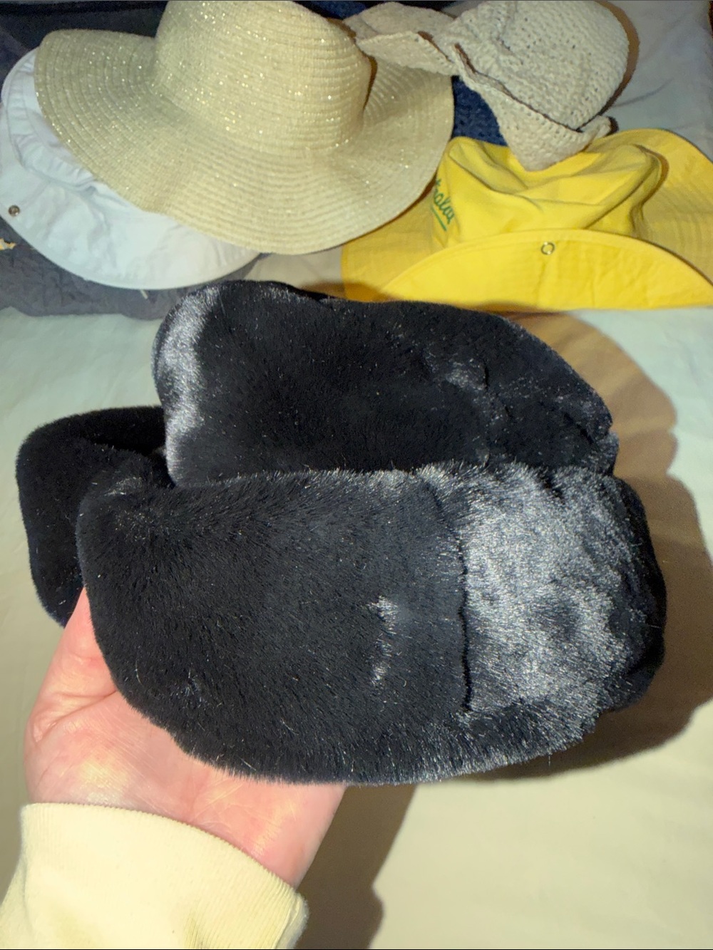 Plush Black Faux Fur HAT  - Cozy Winter